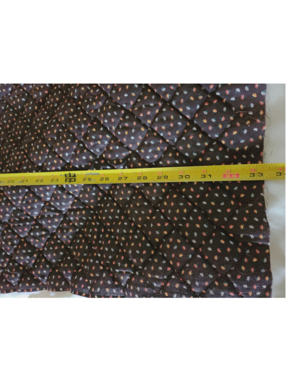 Vintage Wamsutta Quilted Fabric Remnant Ditsy Floral Brown 42x36 - Picture 6 of 9